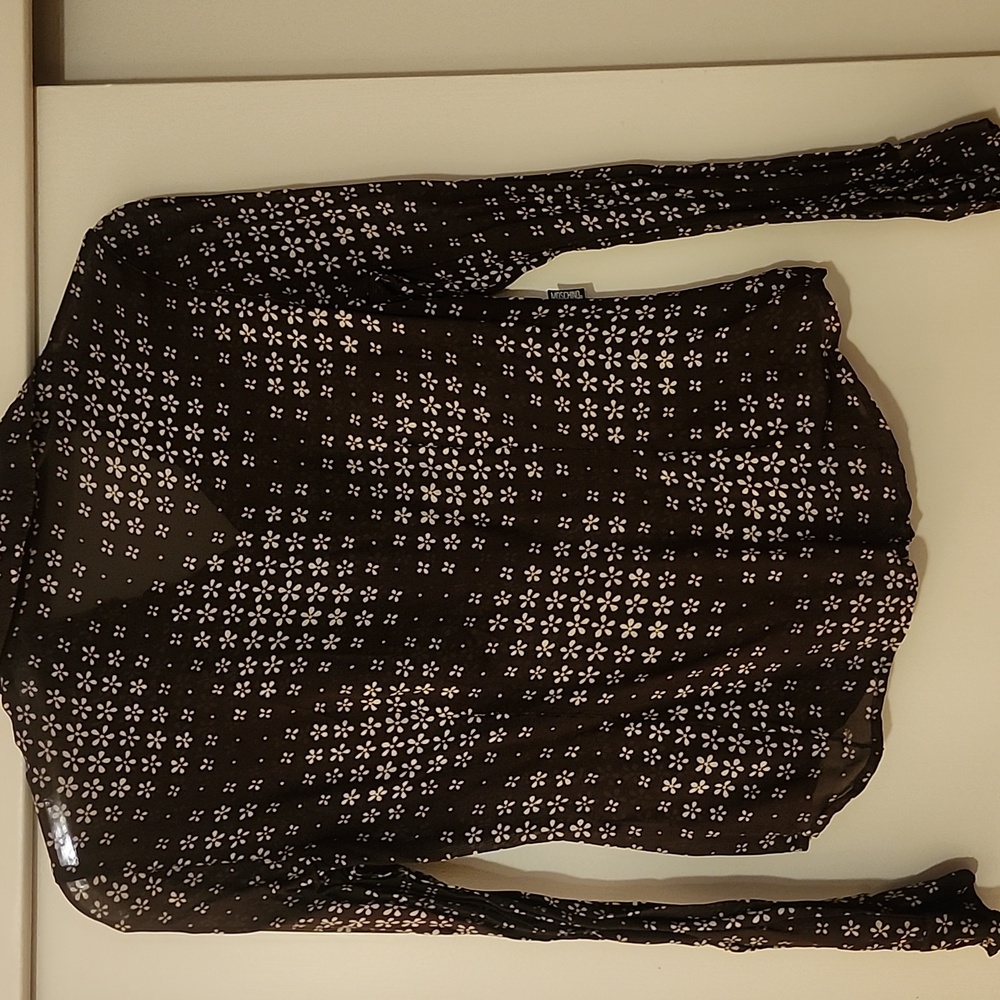 Moschino Brown And White Patterned Button-Down Bl… - image 2